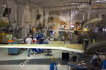 Engineers work at the Beechcraft factory in Wichita, Kansas.