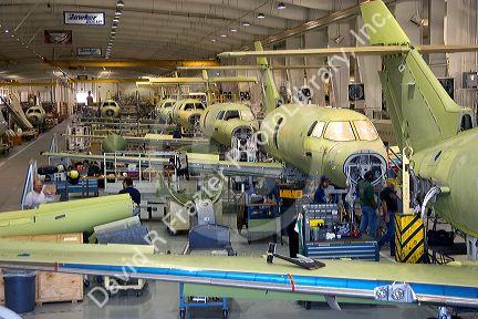 Assembly line at the Beechcraft factory in Wichita, Kansas.