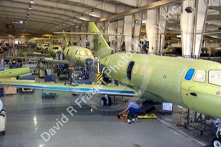 Assembly line at the Beechcraft factory in Wichita, Kansas.