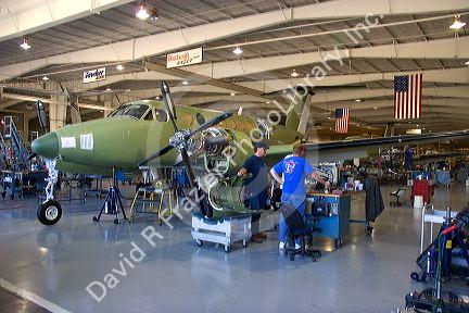 Engineers work at the Beechcraft factory in Wichita, Kansas.