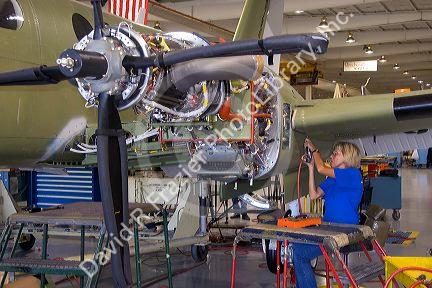 Female worker at the Beechcraft factory in Wichita, Kansas.