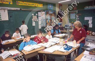 Children studying in an Elementary school classroom at Brandon, Florida.  MR
