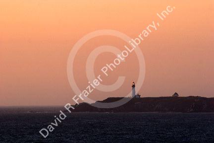 Yaquina Point Lighthouse on the Oregon coast near Newport.