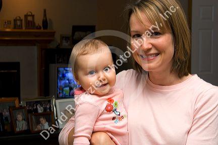 Young Mother and infant child. MR