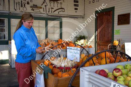 A woman shops at a farmers market in Canyon County, Idaho. MR