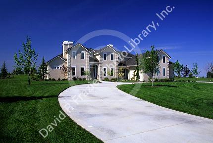 A newly constructed stucco house in Boise, Idaho.
