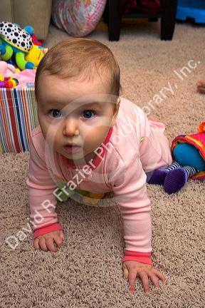 Infant child crawling. MR