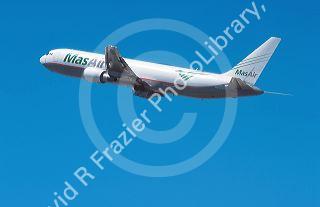 Cargo aircraft in flight.