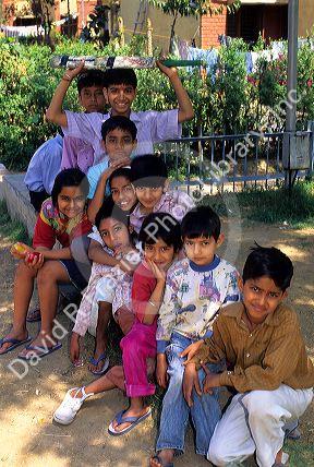 Children living in a housing project in India.