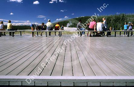 Recycled plastic used for lumber at Old Faithful visitor center in Yellowstone National Park, Wyoming.