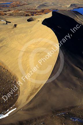 Aerial view of the Bruneau Sand Dunes in Idaho.