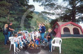 Two families camping along the California Big Sur coast.