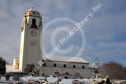 The Boise Train Depot in winter, Boise, Idaho.