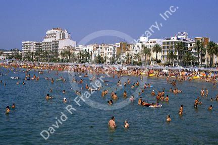 Beach scene at Sitges, Spain.