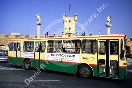 Public transportation bus in Cadiz, Spain.