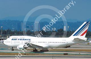 Air France Boeing 747 on taxiway at LAX airport in Los Angelas, California.