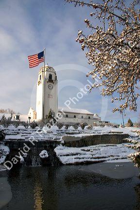 The Boise Train Depot in winter, Boise, Idaho.