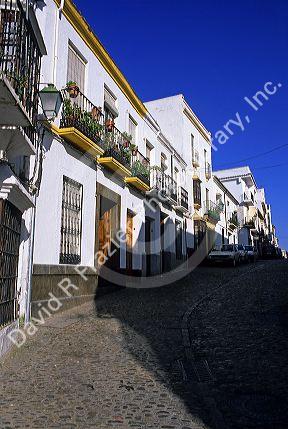 Residential street in Ronda, Spain.