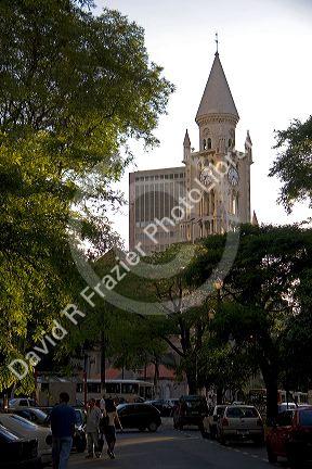Church in central Sao Paulo, Brazil in late afternoon.