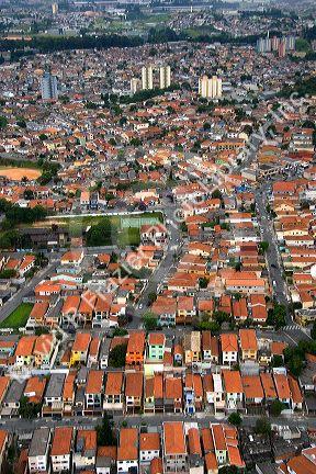 Aerial view of housing in Sao Paulo, Brazil.