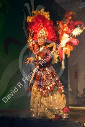Brazilian woman from a Samba dance school performs at a nightclub in Sao Paulo, Brazil.