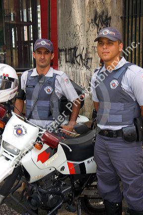 Military police on motorcycles in Sao Paulo, Brazil.