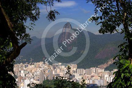 Rio de Janeiro, Brazil. Hillside with Christ statue.