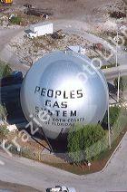 A sphere is used as a storage tank for natural gas in Florida.