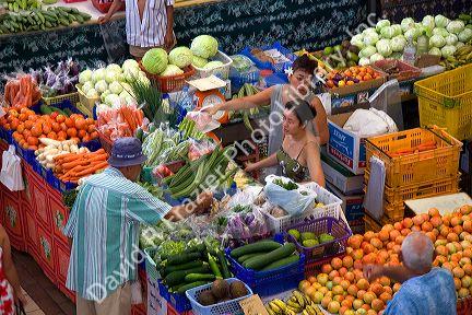 Fresh produce being sold at the municipal market in Papeete on the island of Tahiti.