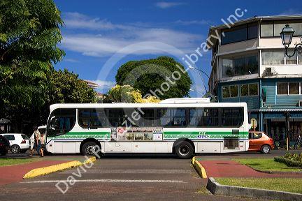 A public transportation bus in Papeete on the island of Tahiti.