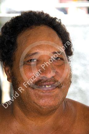 Portrait of a Tahitian man in Papeete on the island of Tahiti.
