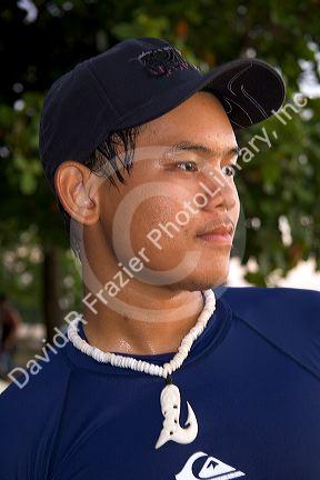 Teenage tahitian boy on the island of Tahiti.