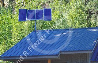 Photovoltaic cell on a building roof.