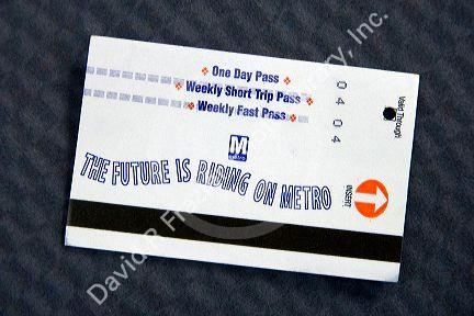 Daily paper version of a metro card for the Metrorail system in Washington, D.C.