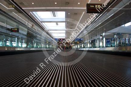Moving walkway at the Denver International Airport, Colorado.