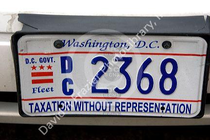 Washington, D.C. vehicle license plate on a police car.