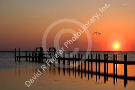 Sunset on Abelmarle Sound at Kitty Hawk, North Carolina.