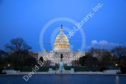 The United States Capitol Building at dusk in Washington, D.C.