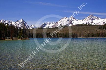 Little Redfish Lake and the Sawtooth Mountains in Stanley, Idaho.