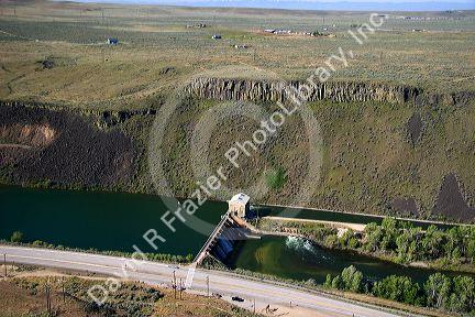 Aerial view of the Boise River Diversion Dam, diverts water to the New York Canal for irrigation use in Boise, Idaho.