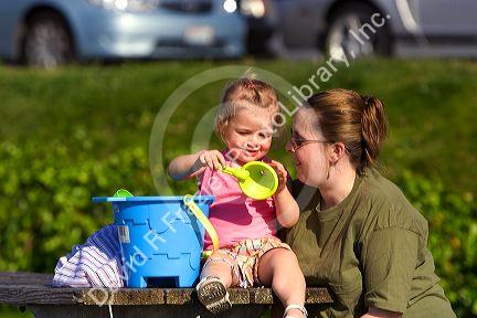 Mother and daughter in Seattle, Washington.
