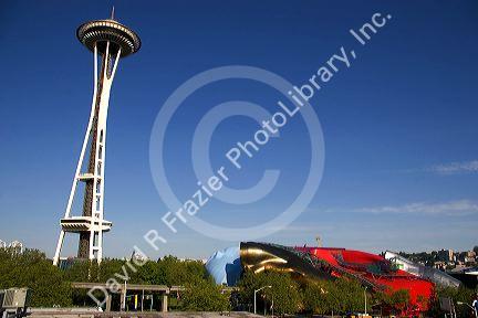 The Space Needle and the Experience Music Project in Seattle, Washington.