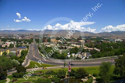 A view of Capitol Boulevard and downtown Boise, Idaho.