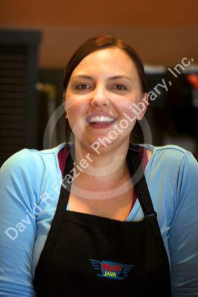 Portrait of a girl working in a coffee shop, Boise, Idaho.