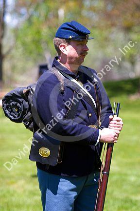 Union soldier in Civil war reenactment near Boise, Idaho.