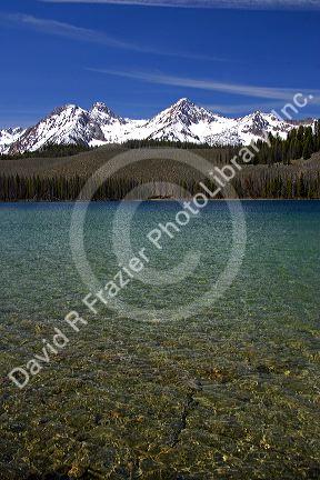 Little Redfish Lake and the Sawtooth Mountains in Stanley, Idaho.