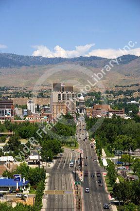 A view of Capitol Boulevard and downtown Boise, Idaho.