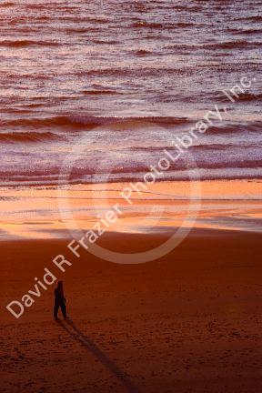 Sunset on the Pacific Ocean at Lincoln City on the Oregon Coast.