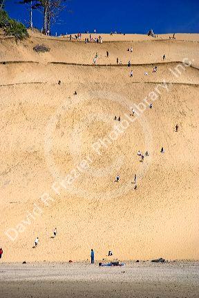 People play on the sand dunes at Pacific City Point on the Oregon Coast.