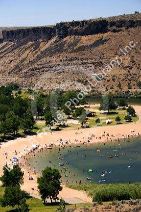 Beach scene at Sandy Point recreation area near Boise, Idaho.